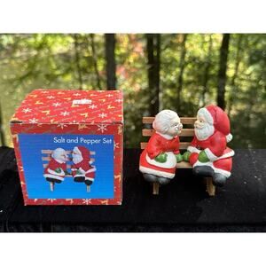 Artmark Christmas Salt and Pepper Shakers Santa & Mrs. Claus On Bench 1993 -S53